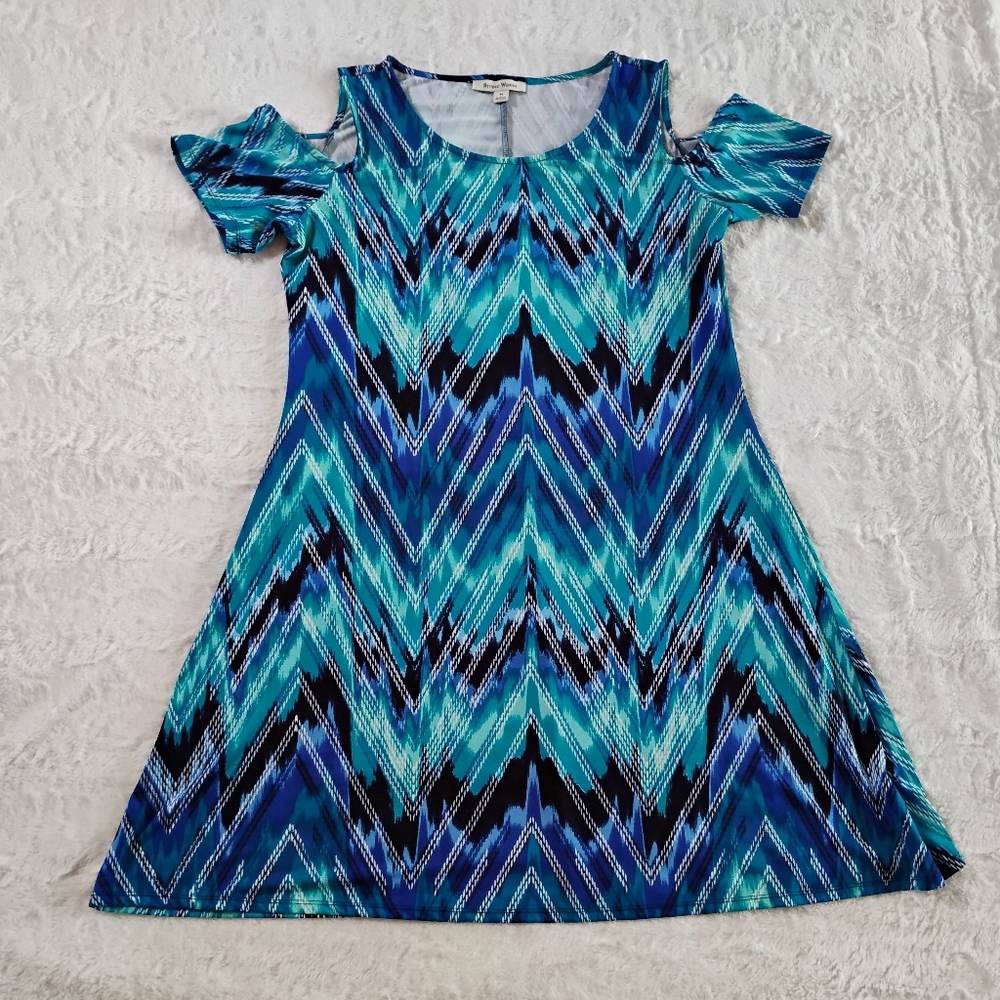 Studio Works Blue Cold Shoulder Dress
